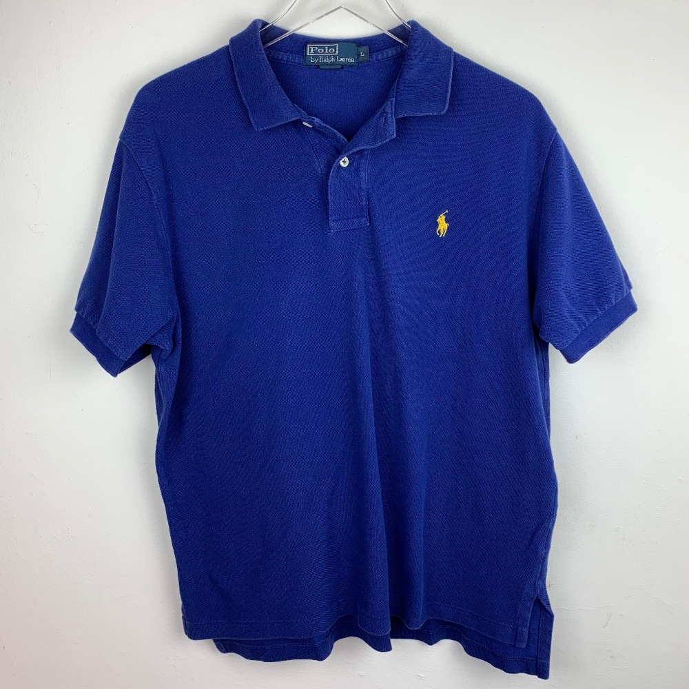 POLO RALPH LAUREN — Men's Blue Logo Polo Shirt L - Picture 1 of 8
